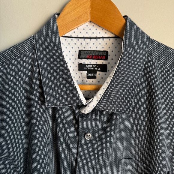 IKE Behar Men's‎ Short Sleeve X Patterned Casual Button Up Shirt Charcoal XXL - Picture 4 of 12